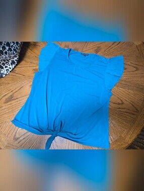 Women’s Flutter-Sleeve Tie-Front Top - Blue